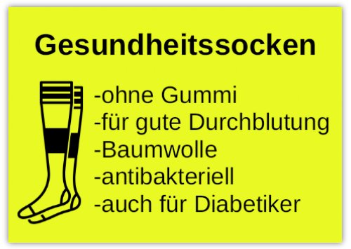 Gesundheitssocken Hinweis