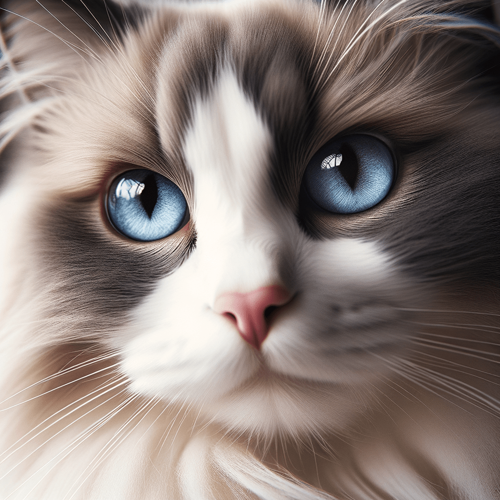 Eine Ragdoll nur das Gesicht und die stahlblauen Augen